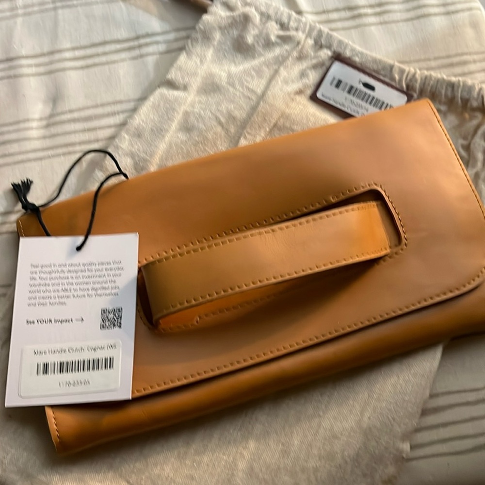Able Tan Leather Wristlet Clutch